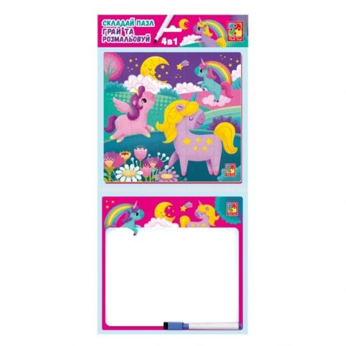 Настольная игра Набор 4в1. Единороги, бренду Vladi Toys, для 1-2 гравців - KUBIX