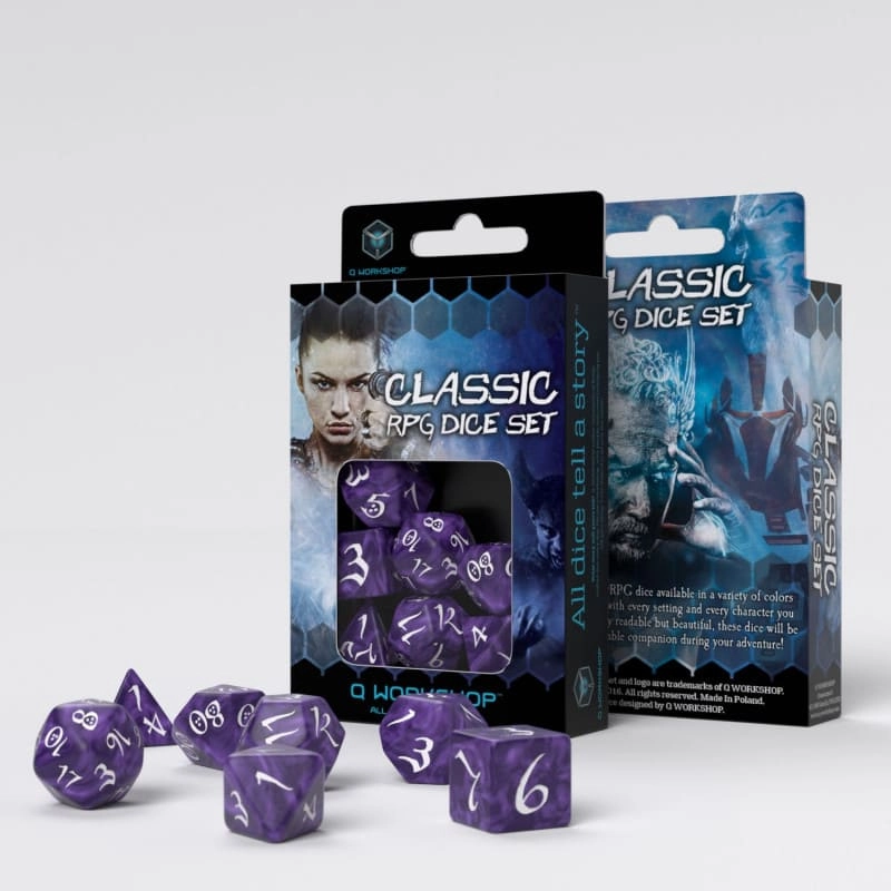 Набір кубиків Classic RPG Lavender & white Dice Set (7), бренду Q-Workshop - KUBIX