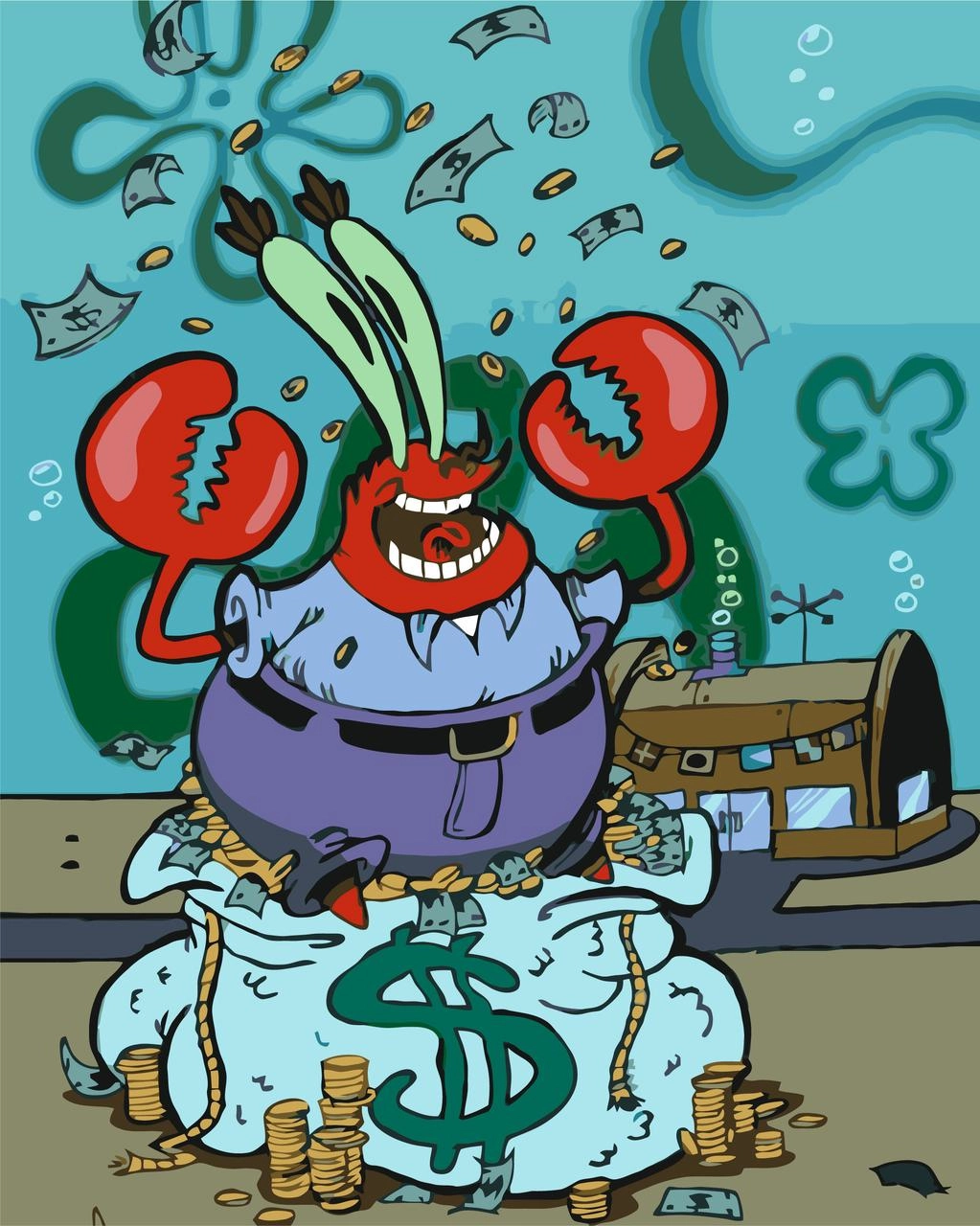 Картина по номерам Мистер Крабс с деньгами (40х50 см), бренду Origami - KUBIX