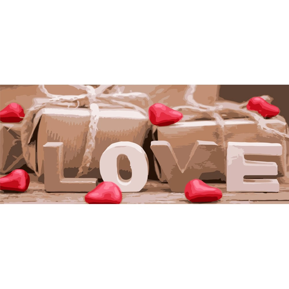 Картина за номерами LOVE (50х25 см), бренду Strateg - KUBIX