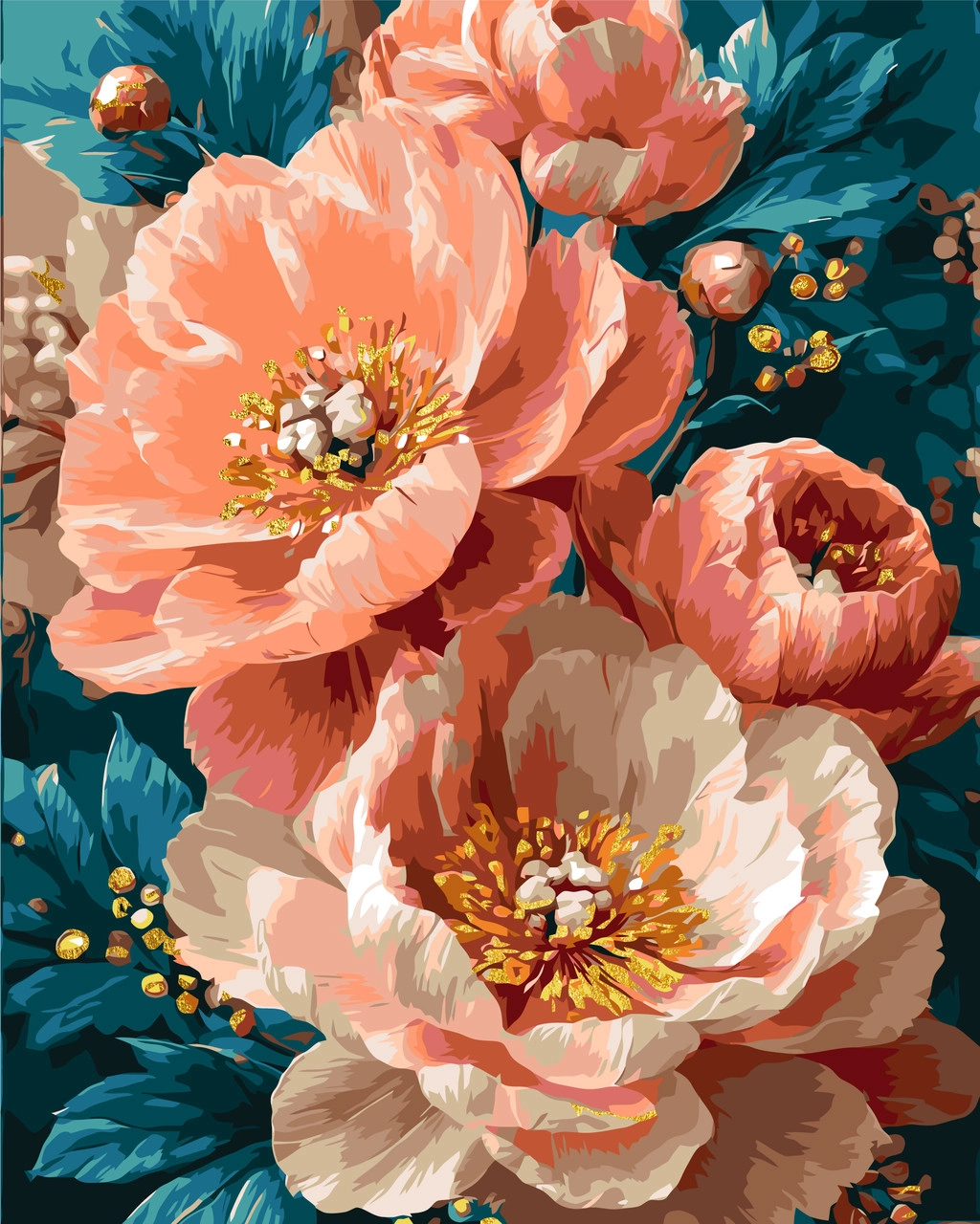 Картина по номерам Розовые пионы (40х50 см) -01, бренду Origami - KUBIX