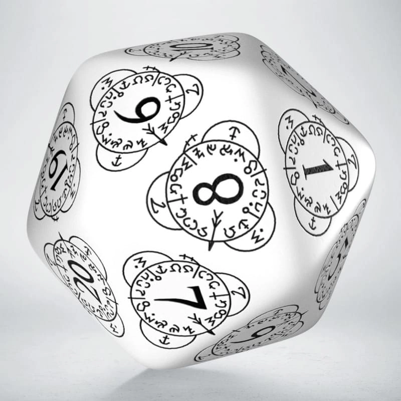 Кубик D20 Level Counter Белый и черный Кубик, бренду Q-Workshop - KUBIX
