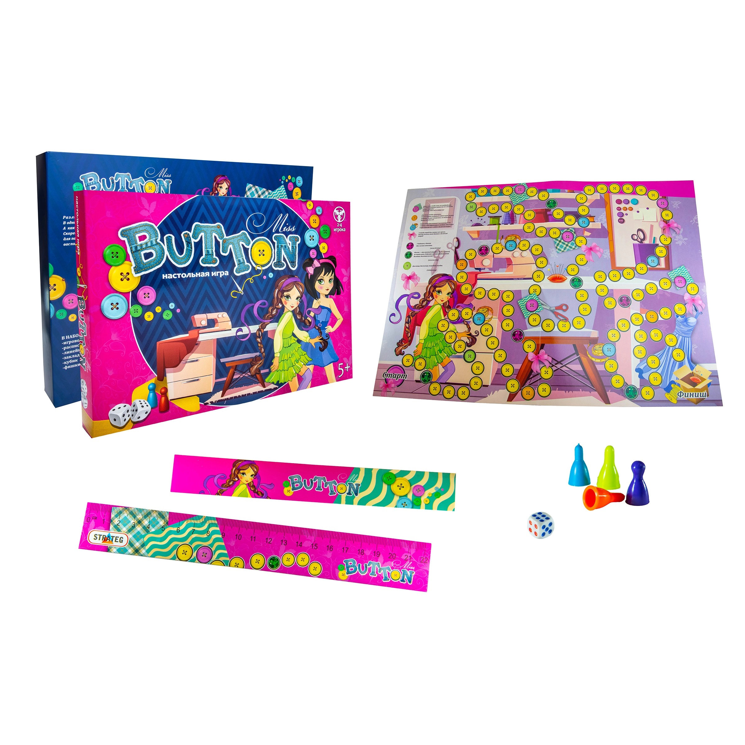 Настольная игра Miss Button (RU), бренду Strateg, для 2-4 гравців - 3 - KUBIX 