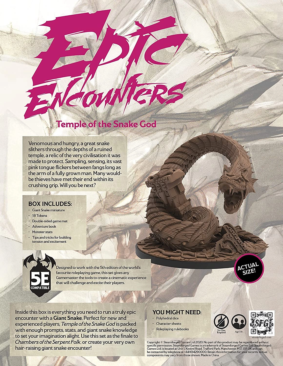 Настольная игра Эпические Столкновения: Храм Змеиного Бога (Epic Encounters: Temple of the Snake God) (EN), бренду Steamforged Games Ltd. - 2 - KUBIX 