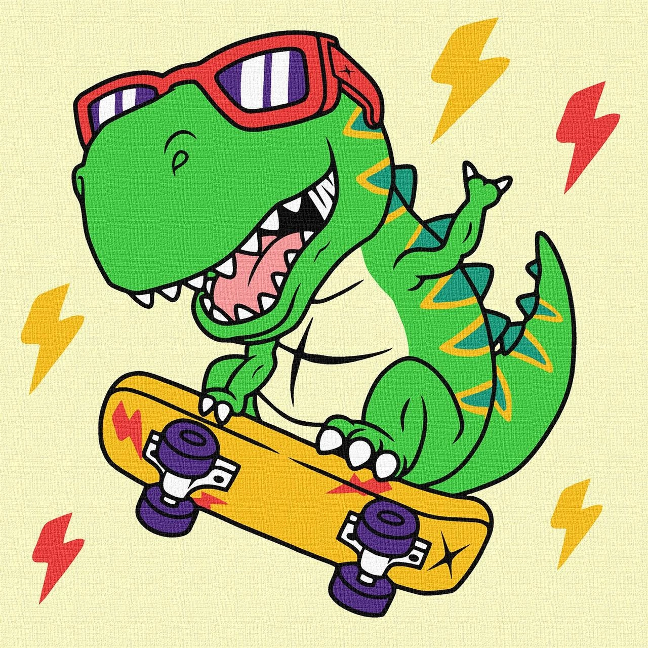 Картина по номерам Динозавр (25х25 см), бренду Ідейка - KUBIX