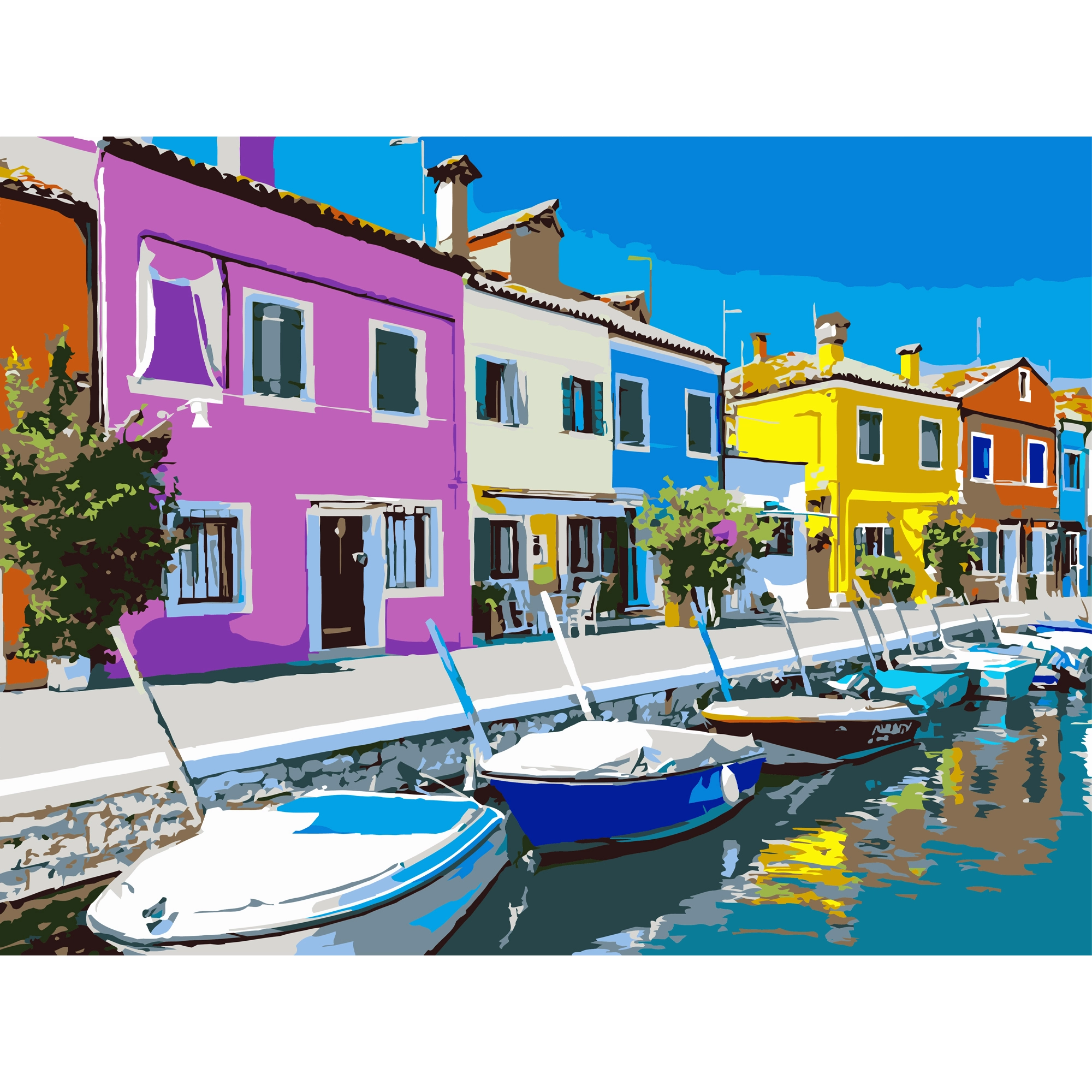 Картина по номерам Цветные дома (30х40 см), бренду Strateg - KUBIX