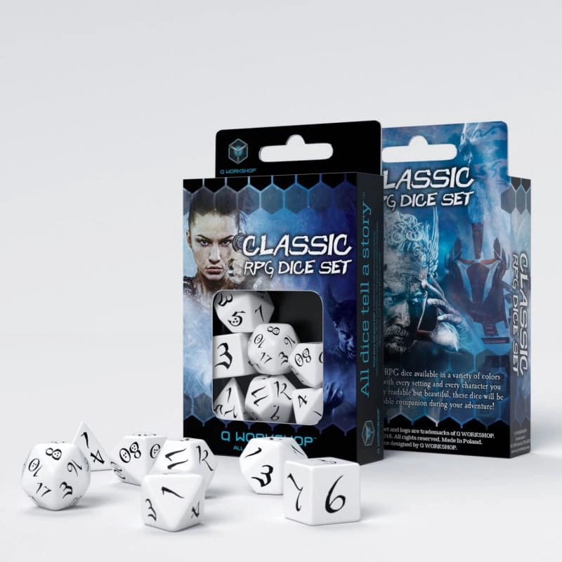 Набор кубиков Classic RPG White & black Dice Set (7 шт.), бренду Q-Workshop - KUBIX
