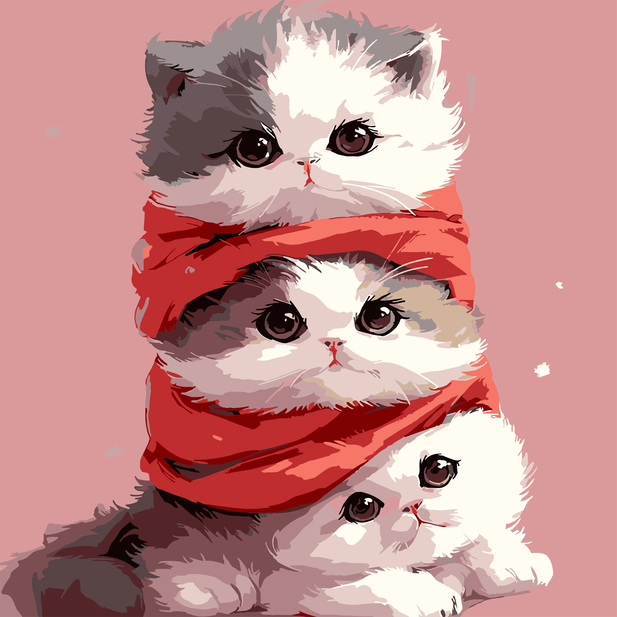 Картина по номерам Котята в шарфике (30х30 см), бренду Strateg - KUBIX