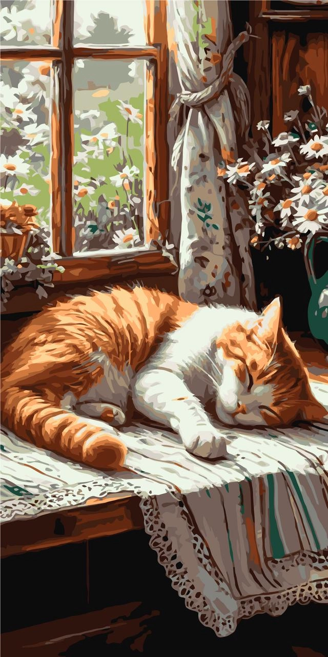 Картина по номерам Рыжий котик (40х80 см), бренду Origami - KUBIX