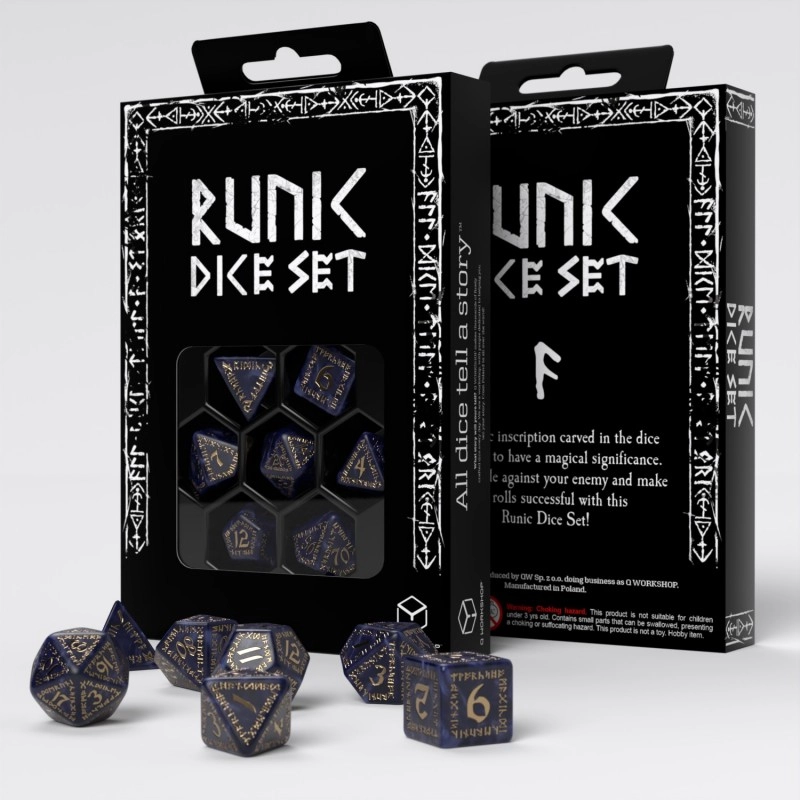 Набір кубиків Runic Mixed-blue & gold Dice Set, бренду Q-Workshop - KUBIX