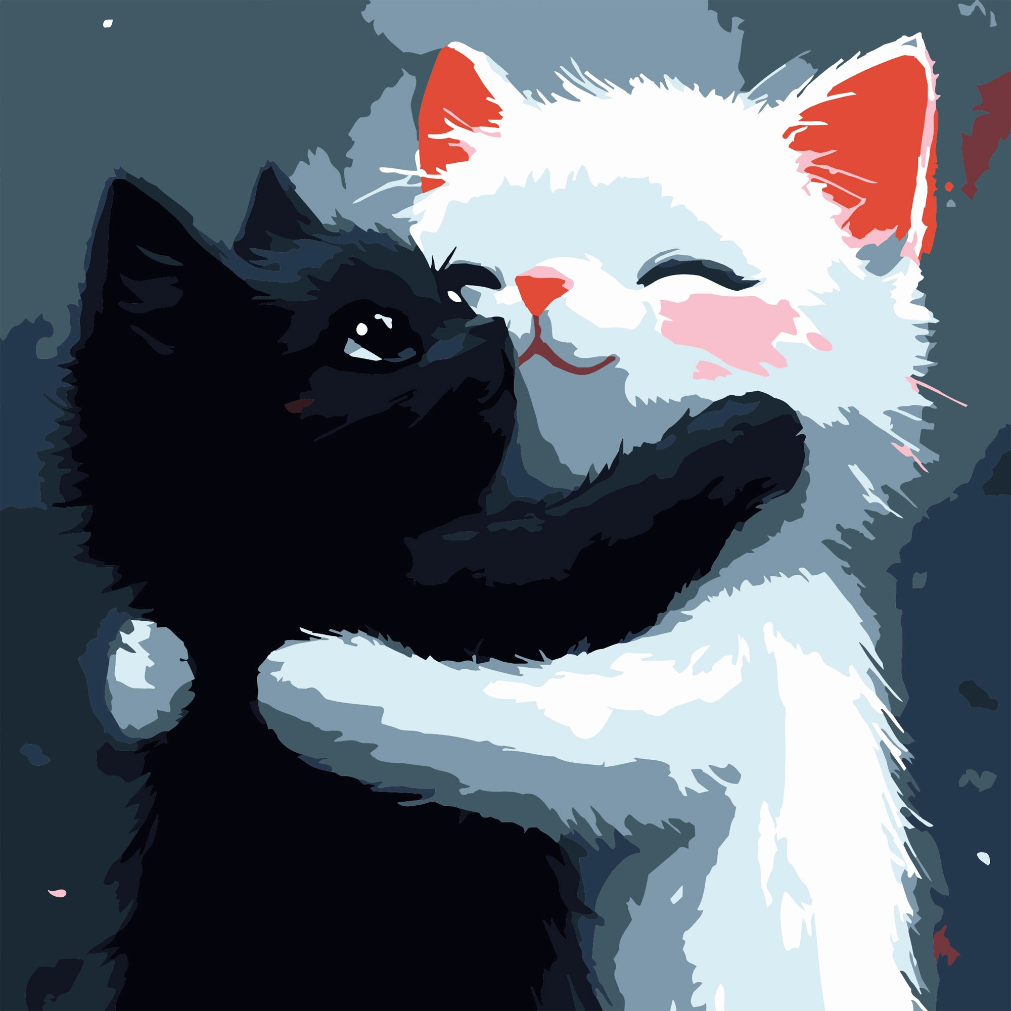 Картина за номерами Котячі обійми (20х20 см), бренду Strateg - KUBIX