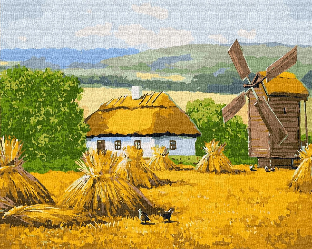 Картина по номерам Украинская хатинка пейзаж (40х50 см), бренду Идейка - KUBIX