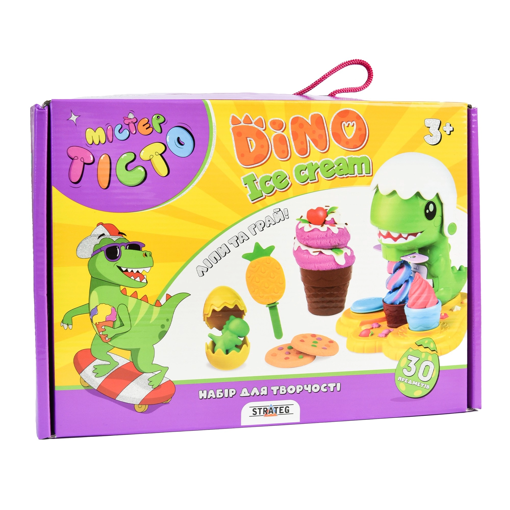 Набір для ліплення Містер тісто Діно Морозиво (Dino Ice Cream), бренду Strateg - KUBIX