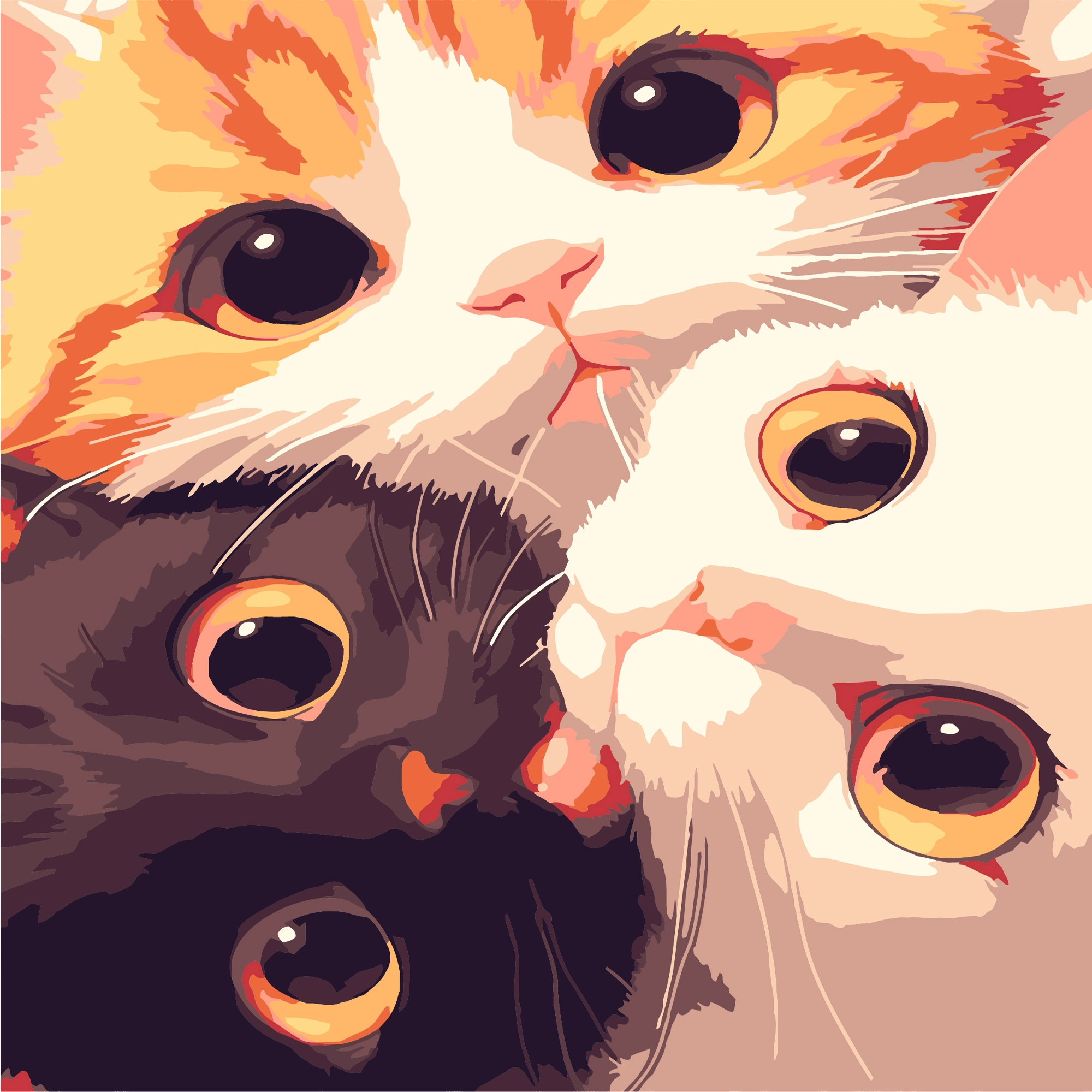 Картина по номерам Коты с большими глазами (20х20 см), бренду Strateg - KUBIX