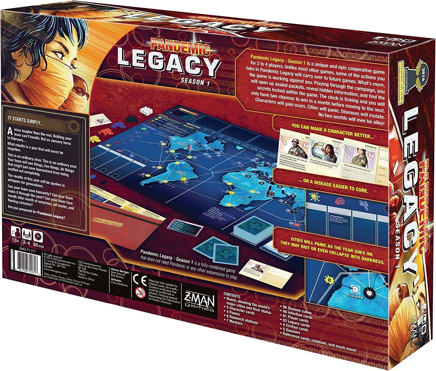 Настольная игра Пандемия. Наследие. Сезон 1 (красная коробка) (Pandemic Legacy: Season 1), бренду Игромаг, для 2-4 гравців, час гри < 60мин. - 2 - KUBIX 