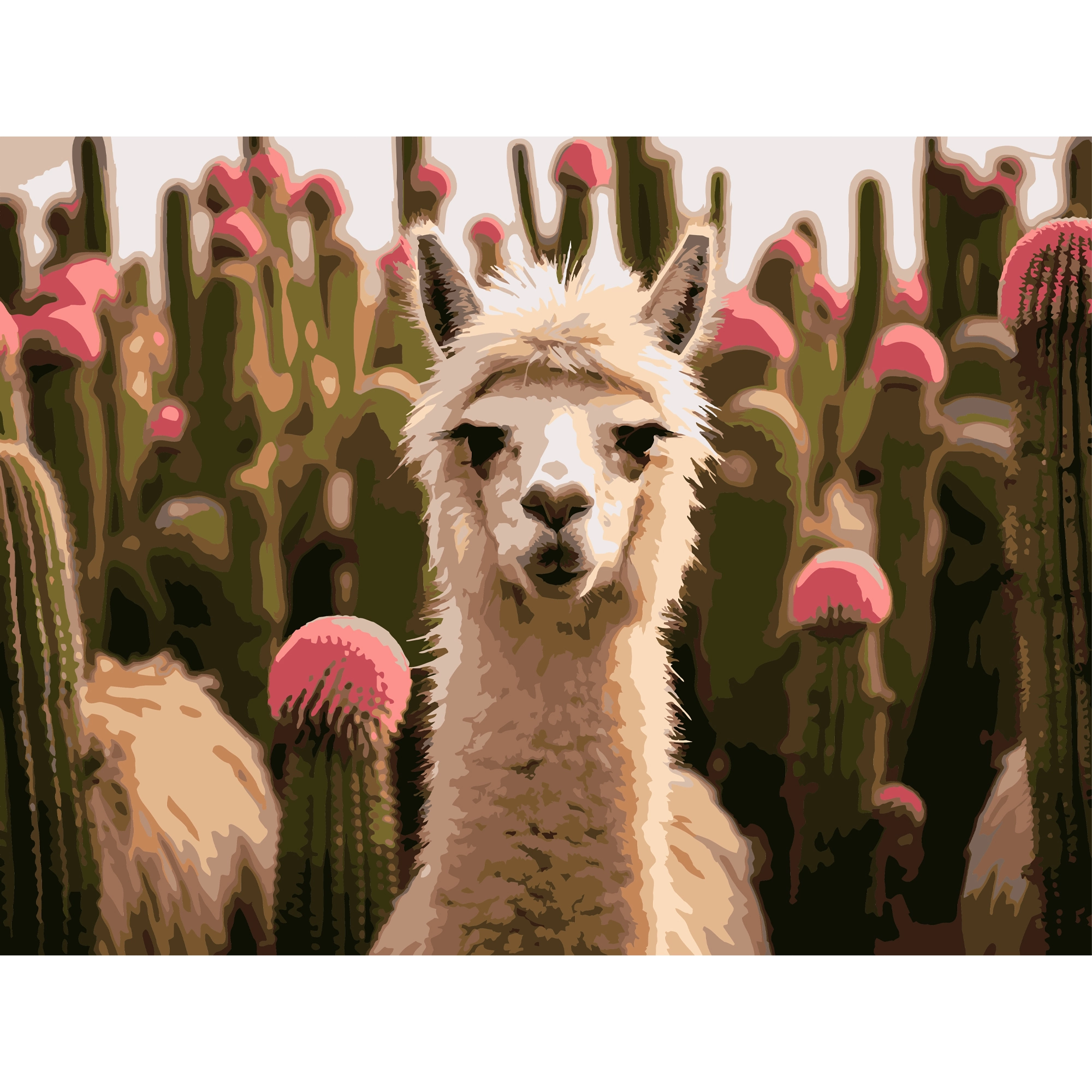 Картина за номерами Альпака серед квітів (30х40 см), бренду Strateg - KUBIX