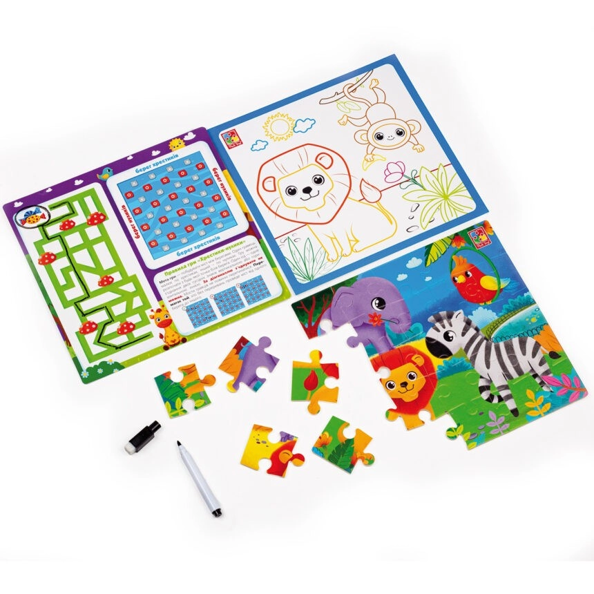 Настільна гра Набір 4в1. Зоопарк, бренду Vladi Toys, для 1-2 гравців - 2 - KUBIX 
