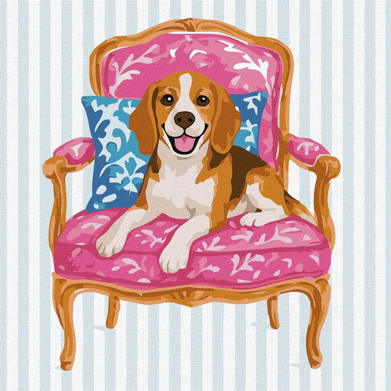 Картина по номерам Веселий бігль (40х40 см), бренду Ідейка - KUBIX