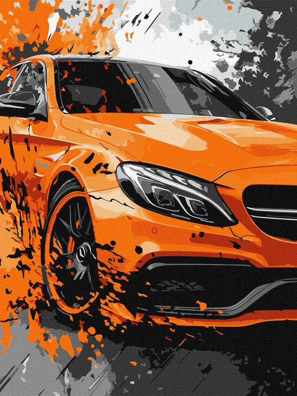 Картина по номерам Оранжевый автомобиль (30х40 см), бренду Идейка - KUBIX