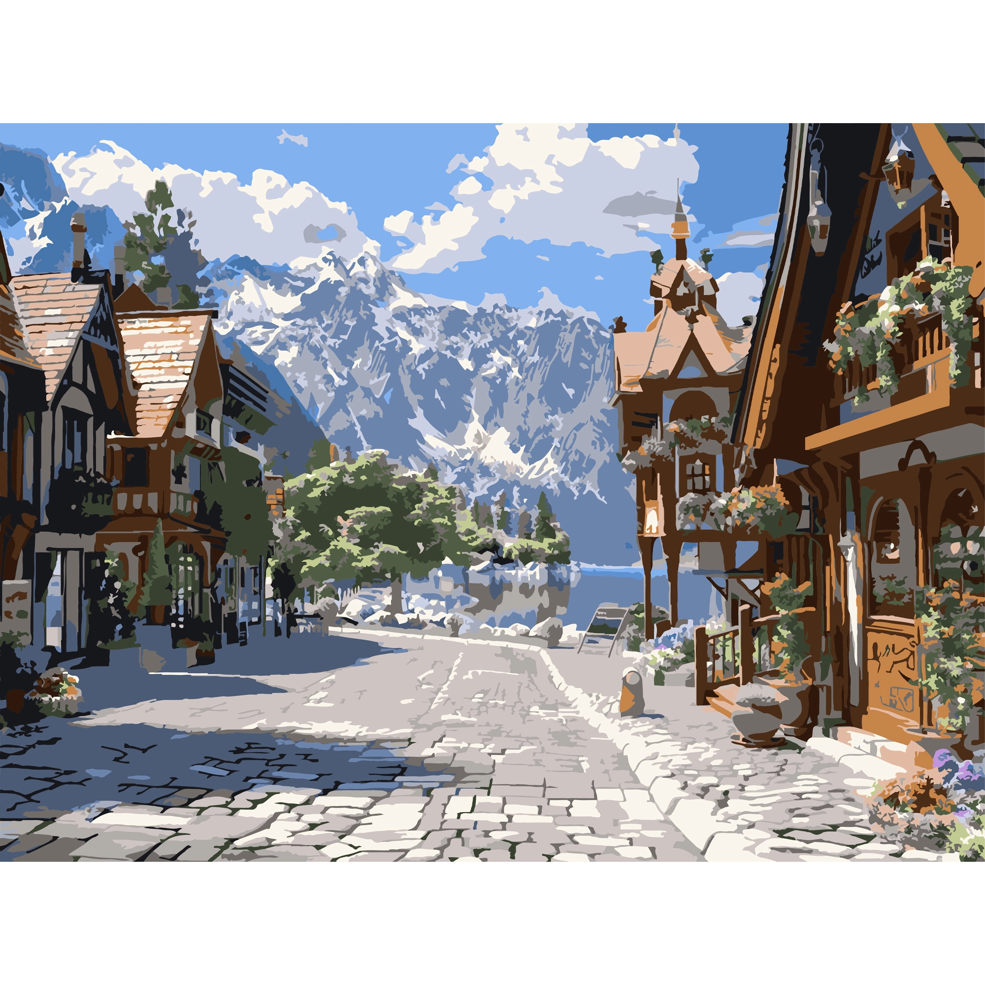 Картина за номерами Тиха вуличка (30x40 см), бренду Strateg - KUBIX