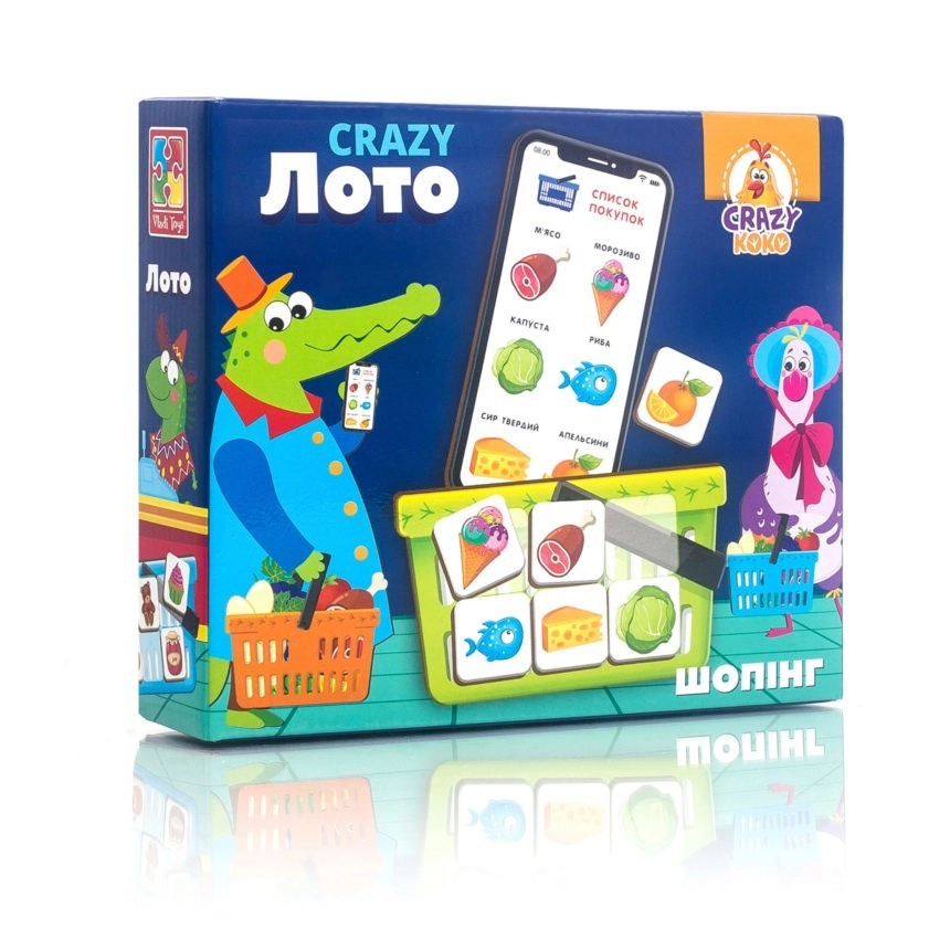 Настольная игра Crazy Лото: Шопинг, бренду Vladi Toys, для 2-4 гравців - KUBIX