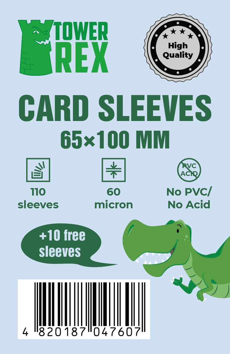 Протекторы 60 микрон 65*100 (Cards Sleeves 60 micron 65*100), бренду Tower Rex - KUBIX