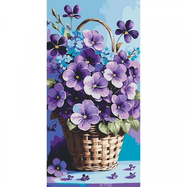 Картина за номерами Фіалки в кошику (40х80 см), бренду Art Craft - KUBIX
