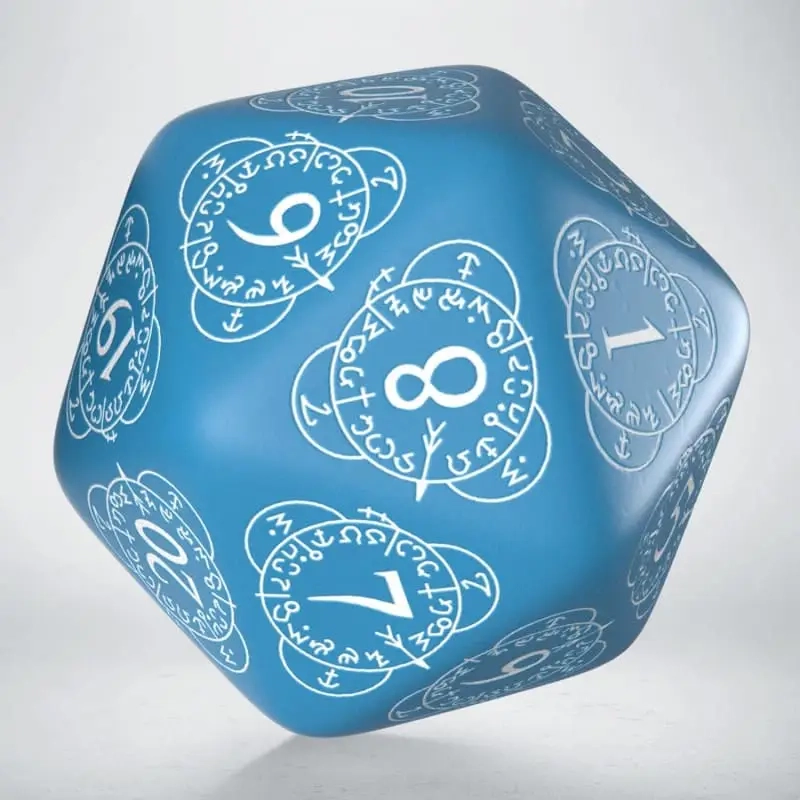 Кубик D20 Level Counter Blue & white Die, бренду Q-Workshop - KUBIX