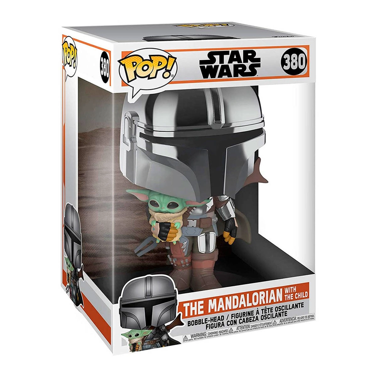 Игровая фигурка Funko Pop! Мандалорец в хроме с малышом (25 см) Star Wars: #380, бренду Funko - 6 - KUBIX 
