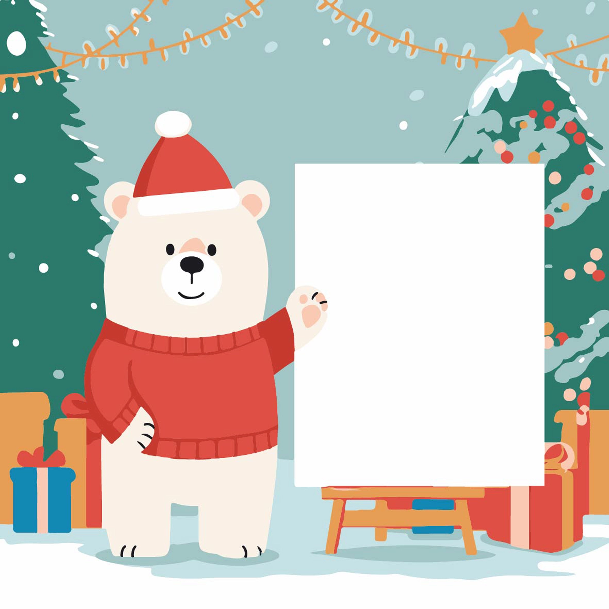 Картина по номерам Медвежонок с открыткой (20х20 см), бренду Strateg - KUBIX