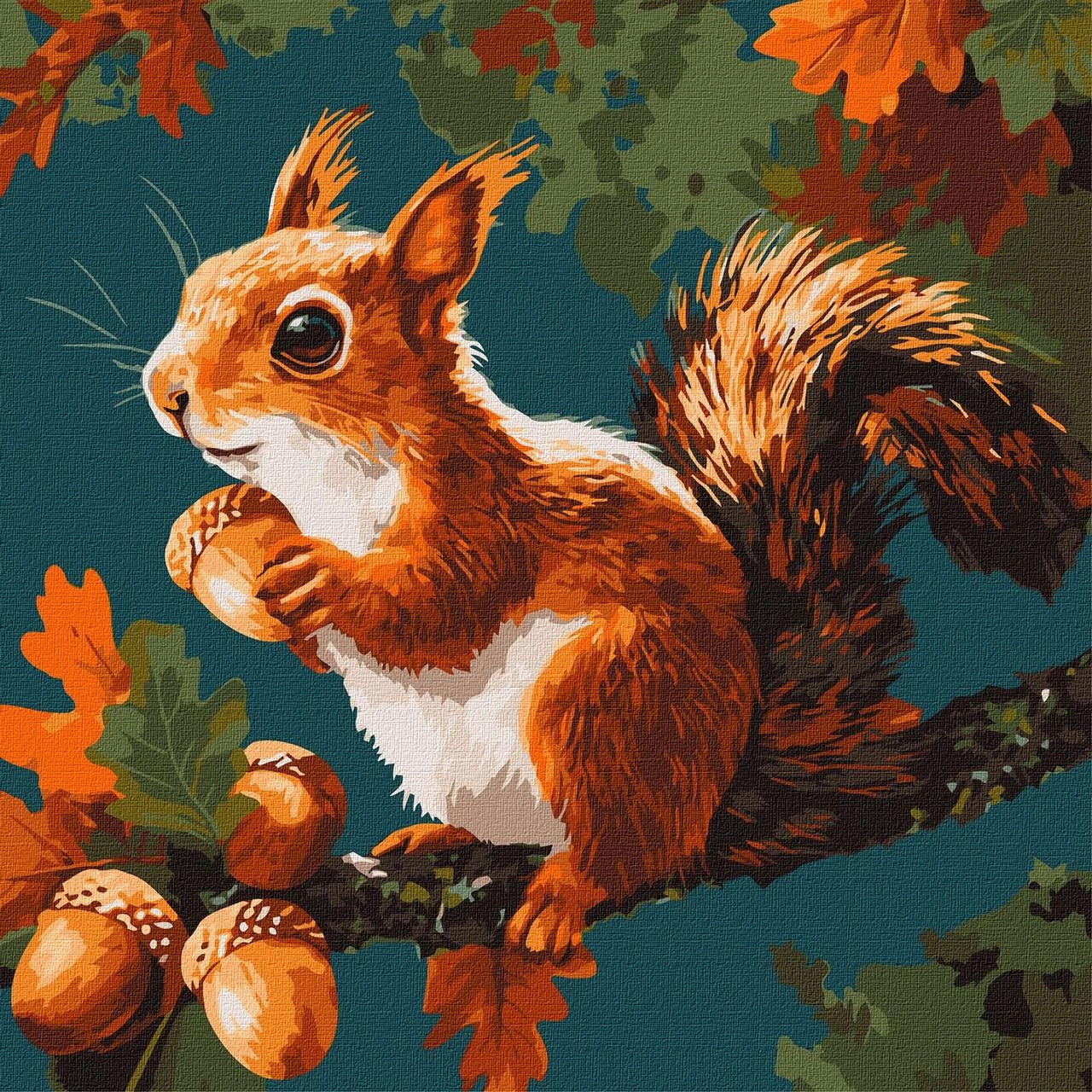 Картина по номерам Горіхові скарби осені (40х40 см), бренду Ідейка - KUBIX