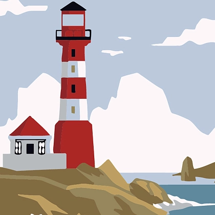 Картина по номерам Маяк в пейзажі (20х20 см), бренду Strateg - KUBIX