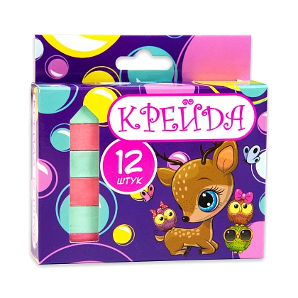 Крейда Квадратна шкільна різнокольорова (12 штук), бренду Strateg - KUBIX