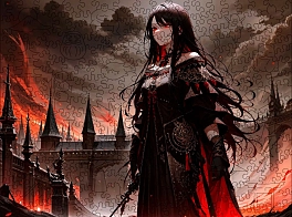 Деревʼяний пазл Аніме (Дівчина в чорному) XL