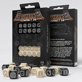 Набор кубиков Fortress Compact Black & Beige D6 Dice (20) - KUBIX Набор кубиков Fortress Compact Black & Beige D6 Dice (20)