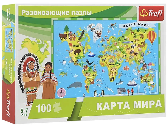 Пазл Карта світу (100 шт.), бренду Trefl - KUBIX
