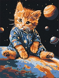Картина по номерам Котик в космосі (30х40 см)