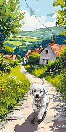 Картина по номерам Счастливый щенок (40х80 см)