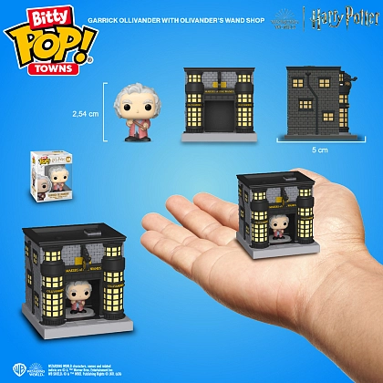 Игровая фигурка Bitty Pop! Оливандер и магазин волшебных палочек (Город: Garrick Ollivander and Ollivander Wand Shop), бренду Funko - 3 - KUBIX