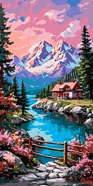 Картина по номерам Пейзаж Спокойствие вершин (40х80 см)