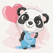 Мініатюра товару Картина по номерам Панда з кулькою (30х30 см) - 1