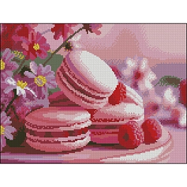 Алмазная мозаика Макароны с малиной (30х40 см)