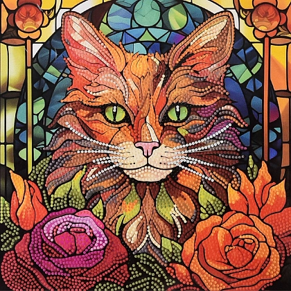 Алмазная мозаика Кот с изумрудными глазами (30х30 см) не полная выкладка, бренду Strateg - KUBIX