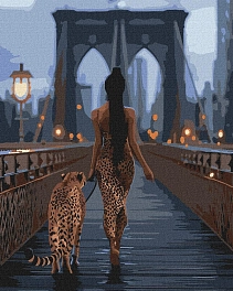 Картина по номерам Девушка с леопардом (40х50 см)