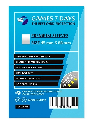 Протекторы Premium Mini Euro (50 шт) (45 x 68 мм) , бренду Games 7Days - KUBIX