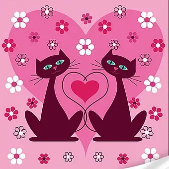 Картина по номерам Котики с сердцем (30х30 см)