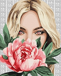 Картина по номерам Девушка с пионом (40х50 см)