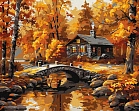 Миниатюра товара Картина по номерам Дом у реки (40х50 см) - 1