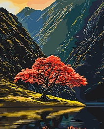 Картина по номерам Дерево среди гор (40х50 см)
