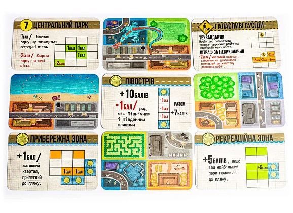 Настольная игра Мегаполис (Sprawlopolis), бренду KOZAK Games, для 1-4 гравців, час гри < 30мин. - 5 - KUBIX